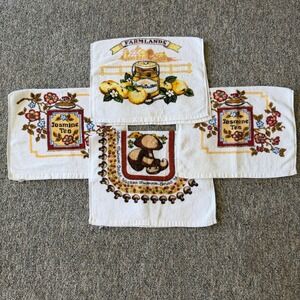 Vintage Kitchen Towels Terry Mushroom Jasmine Tea Farmhouse Cottagecore Lot of 4